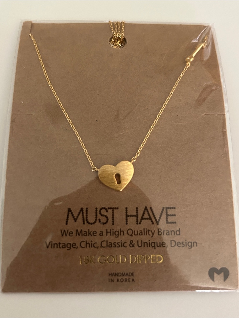 Must Have Gold Heart Lock Pendant Necklace